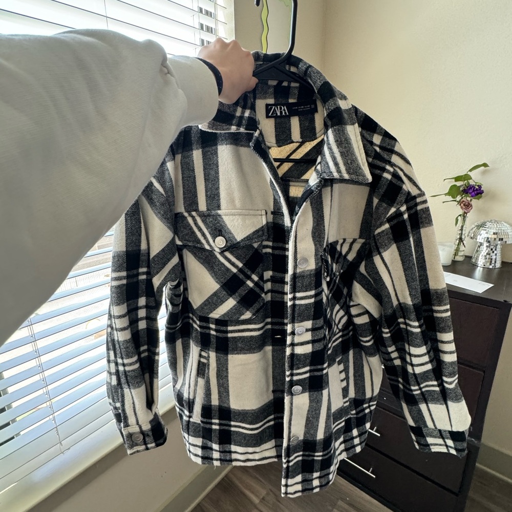 Zara Black and White Plaid Jacket for Men